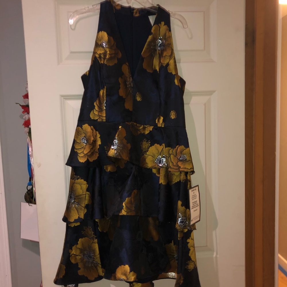 Navy and gold stunning floral dress